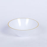 24 Pack Glossy White Premium Plastic Ice Cream Bowls with Gold Rim 7oz Heavy Duty Disposable Dessert