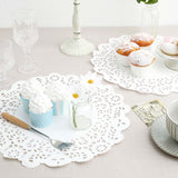 100 Pcs | 14inch Round White Lace Paper Doilies, Food Grade Paper Placemats