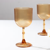 12 Pack Amber Gold Ribbed Reusable Plastic Wine Goblets