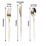 24 Pack | 8 Metallic Gold With Glitter Silverware Set, Modern Premium Plastic Utensil Set