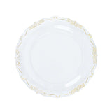 10 Pack | 7inch Gold Vintage Rim Clear Disposable Salad Plates With Embossed Scalloped Edges#whtbkgd