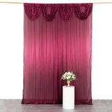 10ftx10ft Burgundy Double Drape Pleated Satin Event Curtain Drapes, Glossy Photo Backdrop Event