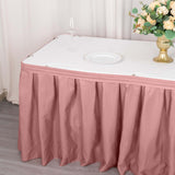 21ft Dusty Rose Pleated Polyester Table Skirt, Banquet Folding Table Skirt