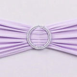 5 Pack | Lavender Lilac Spandex Stretch Chair Sashes with Silver Diamond Ring Slide Buckle