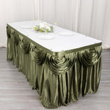 14ft Eucalyptus Sage Green Pleated Satin Double Drape Table Skirt