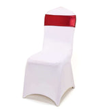 5 pack Metallic Burgundy Spandex Chair Sashes With Attached Round Diamond Buckles