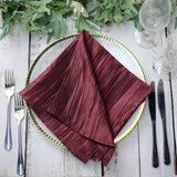 5 Pack | Burgundy Accordion Crinkle Taffeta Dinner Napkins | 20x20Inch#whtbkgd