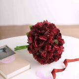 11inch Burgundy Real Touch Artificial Silk Peonies Flower Bouquet