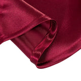 Burgundy Seamless Satin Round Tablecloth 132inch for 6 Foot Table With Floor-Length Drop