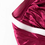 14ft Burgundy Pleated Satin Double Drape Table Skirt