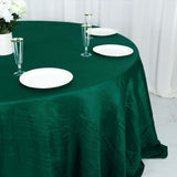 132inch Hunter Emerald Green Accordion Crinkle Taffeta Seamless Round Tablecloth