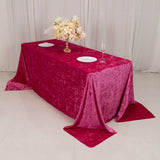 Fuchsia Seamless Premium Crushed Velvet Rectangle Tablecloth - 90x132inch for 6 Foot Table