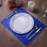 6 Pack | Royal Blue Sparkle Placemats, Non Slip Decorative Rectangle Glitter Table Mat