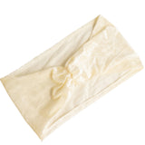 5 Pack Premium Crushed Velvet Chair Sashes Ivory Wide Ruffle Style#whtbkgd