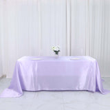 90inch x 132inch Lavender Lilac Satin Seamless Rectangular Tablecloth