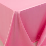 90x156inch Pink Seamless Lamour Satin Rectangle Tablecloth for 8 Foot Table