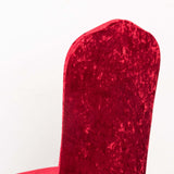 Red Crushed Velvet Spandex Stretch Wedding Chair Cover With Foot Pockets - 190 GSM