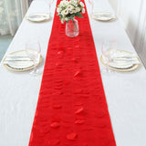 12x108inch Red 3D Leaf Petal Taffeta Fabric Table Runner