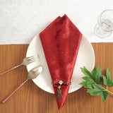 5 Pack | Burgundy Premium Sheen Finish Velvet Cloth Dinner Napkins