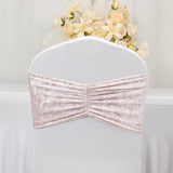 5 Pack Premium Crushed Velvet Chair Sashes Blush Wide Ruffle Style
