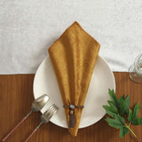 5 Pack | Gold Premium Sheen Finish Velvet Cloth Dinner Napkins