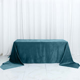 90Inchx156Inch Peacock Teal Seamless Premium Velvet Rectangle Tablecloth, Reusable Linen