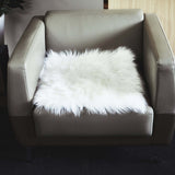 20inch Soft White Faux Sheepskin Fur Square Seat Cushion Cover, Small Shag Area Rug