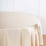 120" Beige Satin Round Tablecloth