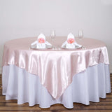 90"x90" Blush Satin Square Table Overlay