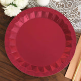 12inch Round Burgundy Geometric Foil Paper Charger Plates, Disposable Serving Trays - 400 GSM