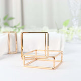 4 Pack | Gold Metal Hollow Square Napkin Rings, Modern Geometric Cube Napkin Holders