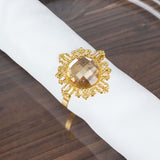 6 Pack | 2inch Gold Metal Crystal Rhinestone Napkin Rings, Diamond Bling Napkin Holders
