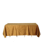 90x132inch Gold Seamless Premium Velvet Rectangle Tablecloth, Reusable Linen