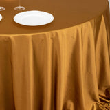 132inch Shimmer Gold Premium Scuba Round Tablecloth, Seamless Polyester Tablecloth