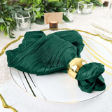 5 Pack | Hunter Emerald Green Accordion Crinkle Taffeta Dinner Napkins | 20x20Inch