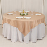 72x72inch Nude Lamour Satin Table Overlay, Square Tablecloth Topper