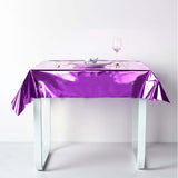 Purple Metallic Foil Square Tablecloth, Disposable Table Cover