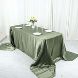 90inch x 156inch Eucalyptus Sage Green Satin Rectangular Tablecloth