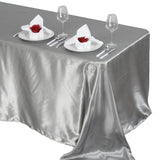 90x132Inch Silver Satin Seamless Rectangular Tablecloth