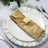 5 Pack | Gold Accordion Crinkle Taffeta Dinner Napkins | 20x20Inch