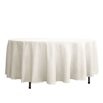 Polyester 108" Round Tablecloth Ivory - Wrinkle-Resistant Table Cover