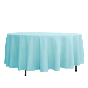 Polyester 108" Round Tablecloth Light Blue - Wrinkle-Resistant Table Cover