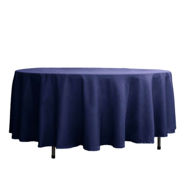 Polyester 108" Round Tablecloth Navy Blue - Wrinkle-Resistant Table Cover