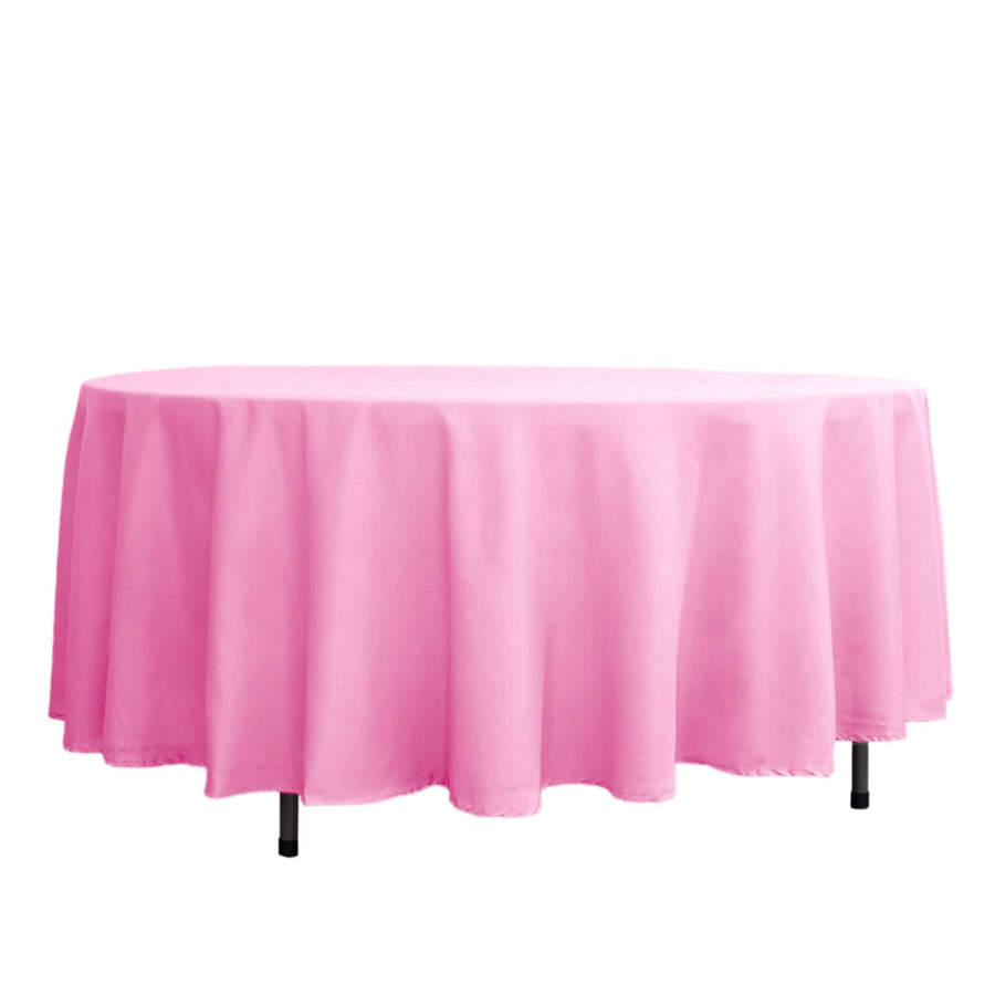 108" Pink Polyester Round Tablecloth