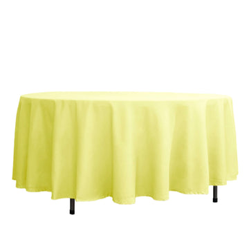 Polyester 108" Round Tablecloth Yellow - Wrinkle-Resistant Table Cover