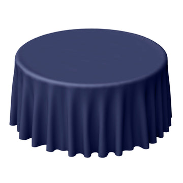 Polyester 120" Round Tablecloth Navy Blue - Seamless Wrinkle-Resistant Table Cover