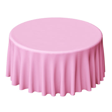 Polyester 120" Round Tablecloth Pink - Seamless Wrinkle-Resistant Table Cover