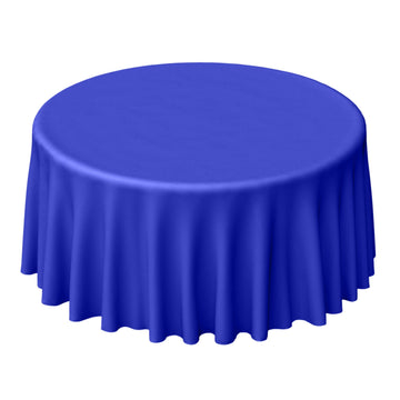 Polyester 120" Round Tablecloth Royal Blue - Seamless Wrinkle-Resistant Table Cover