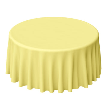 Polyester 120" Round Tablecloth Yellow - Seamless Wrinkle-Resistant Table Cover