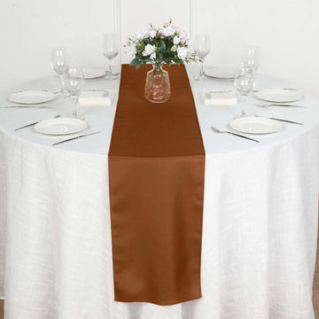 Polyester 12"x108" Table Runner Cinnamon Brown - Durable & Wrinkle-Resistant Table Decor